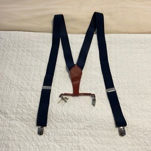 Navy and leather Suspenders